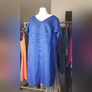 Tahari ASL Sapphire Blue Shift Dress (20W)